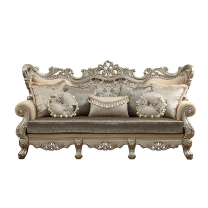 Ranita - Sofa With 7 Pillows - Fabric & Champagne