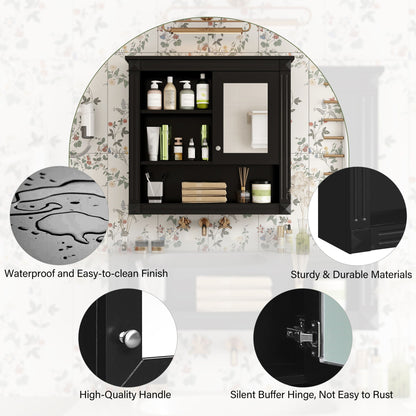 Wall-Mounted Bathroom Cabinet With Mirror And Adjustable Shelves