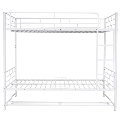 Metal Bunk Bed With Shelf And Guardrails
