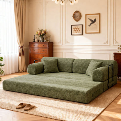 Modern 2 Tone Fabric Convertible Sleeper Sofa Bed