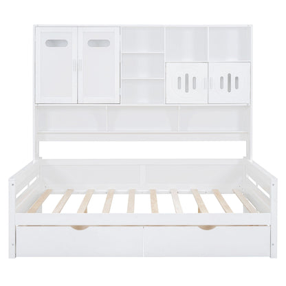 Daybed With All-In-One Cabinet And Shelf