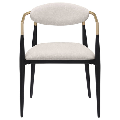 Bradbury Fabric Upholstered Dining Arm Chair Beige (Set of 2)