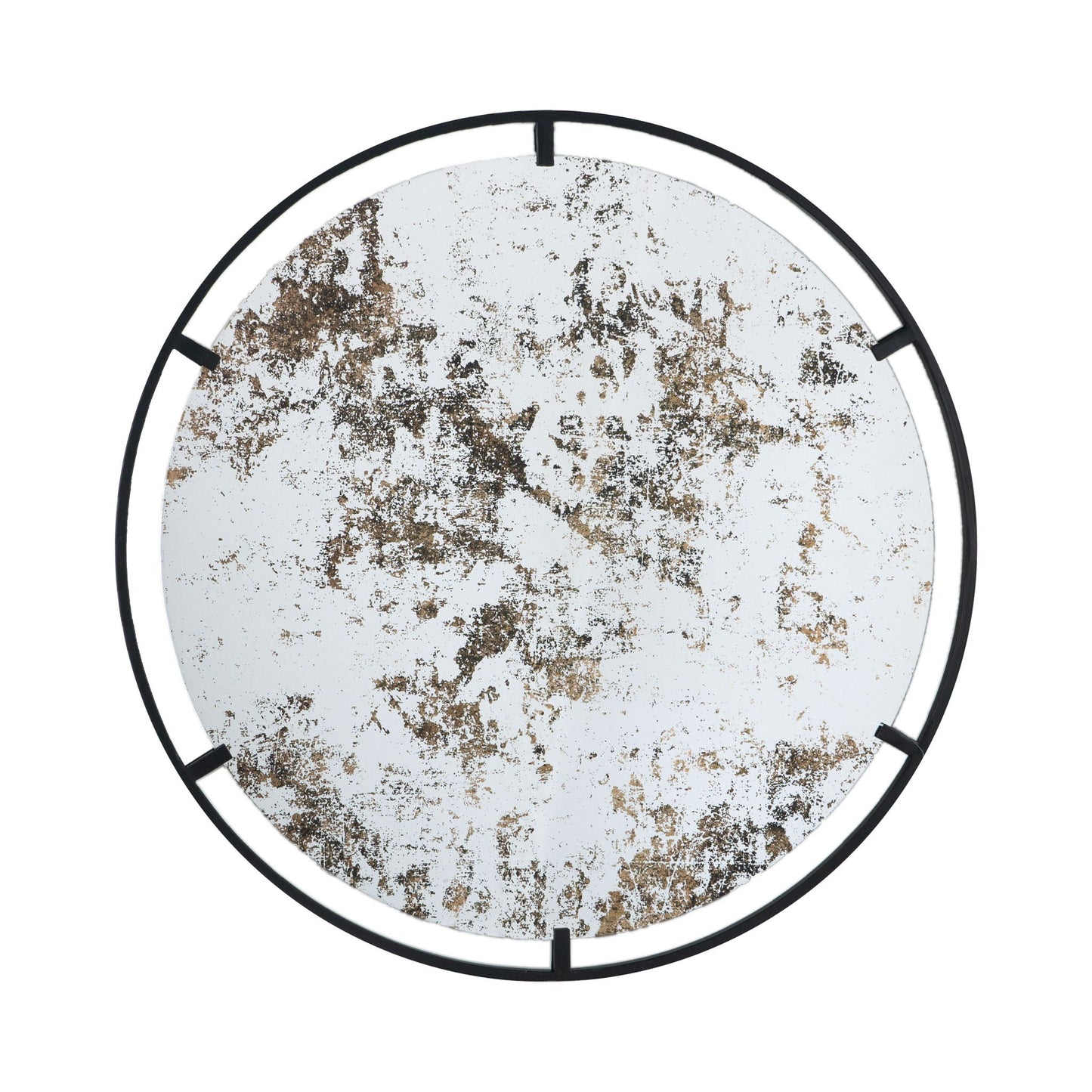 Theodor - Mirror With Industrial Design Round Mirror With Metal Frame For Wall Decor & Entryway Console Lean Against Wall - Black