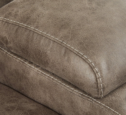 Ravenel - 3-Piece Power Reclining Sectional With Raf Power Reclining Loveseat With Console - Faux Leather - Fossil