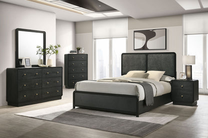 Cavelle 51-inch Upholstered Eastern King Panel Bed Black