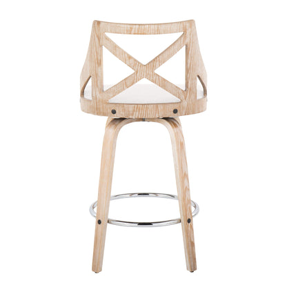 Charlotte - Farmhouse Fixed Height Counter Stool With Swivel And Round Footrest (Set of 2)