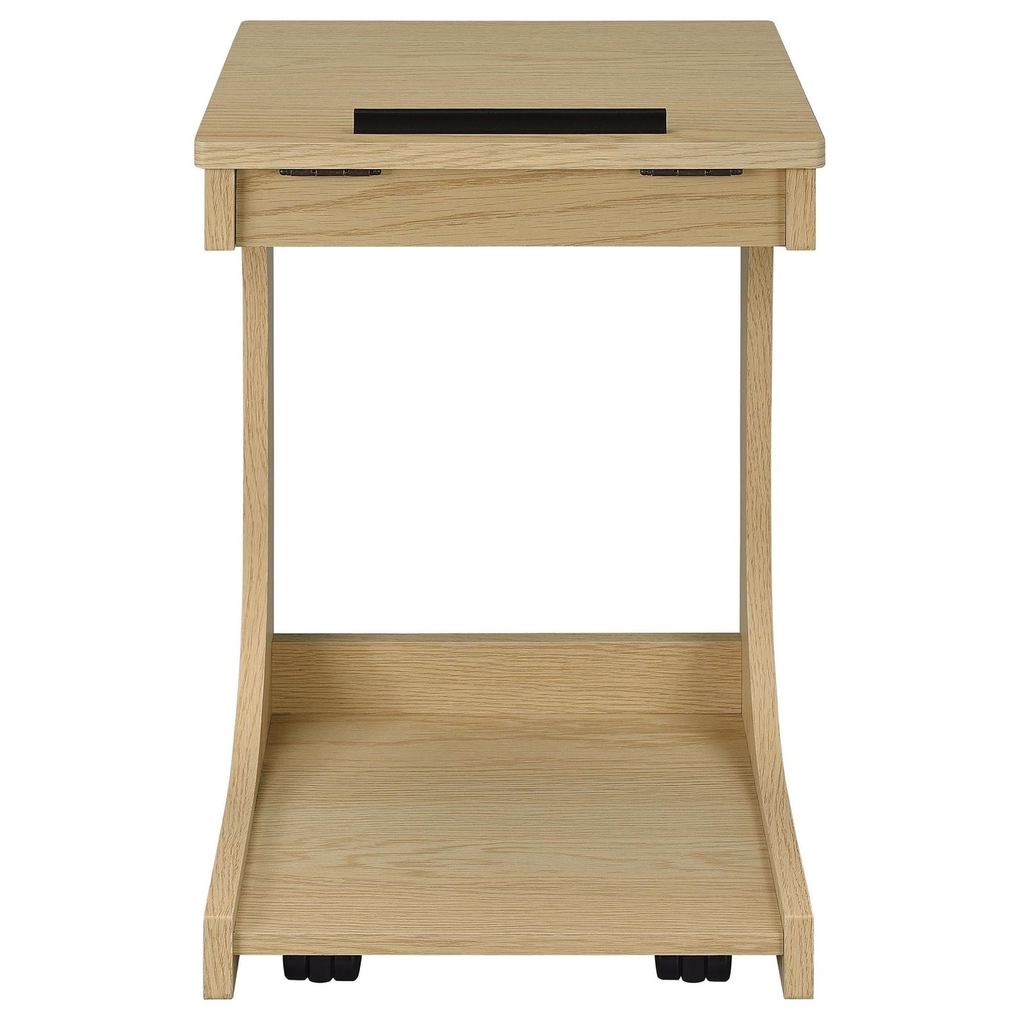 Ralston C-Shaped Lift-Top Sofa Side Table With Casters Light Oak