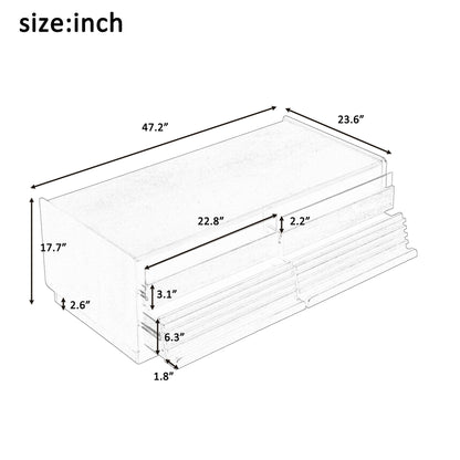 Modern Rectangle Coffee Table With 4 Drawers And 2 Display Shelves