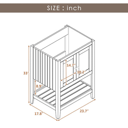 Bathroom Vanity Base Only, Soild Wood Frame, Bathroom Storage Cabinet With Doors And Open Shelf