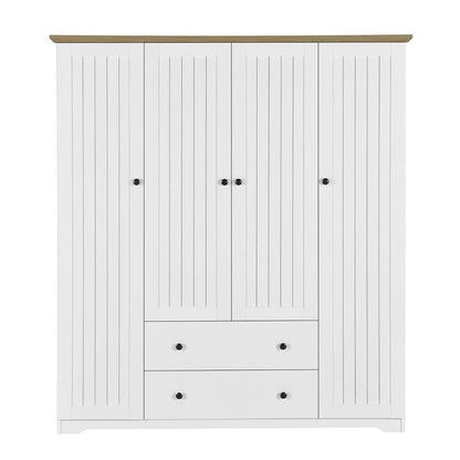 4 Door Wardrobe Armoire With 2 Drawers