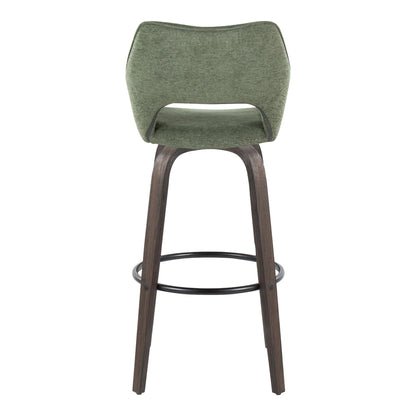 Mustang - Contemporary Fixed Height Barstool With Swivel With Round Footrest (Set of 2)
