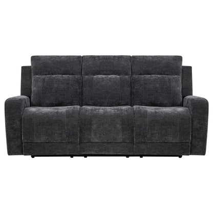 Kennett Chenille Upholstered Power Reclining Sofa Dark Grey