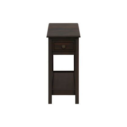 Accent End Table, 2 Tier, Storage Drawer, Transitional - Walnut