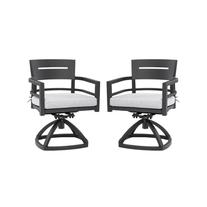 Outdoor Patio Swivel Rocker With Outdoor Grade Sunbrella Fabric Cushions (Set of 2) - Ember Black