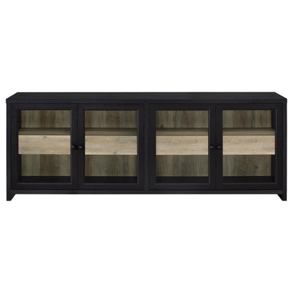 Denison 79-inch 4-door TV Stand Media Console Black