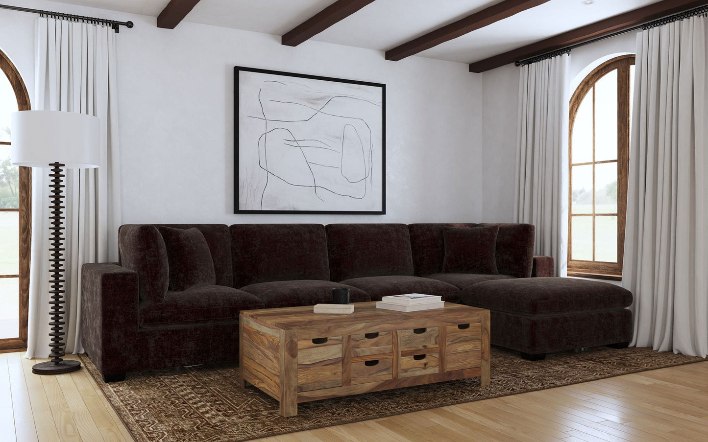 Lakeview 5-piece Upholstered Modular Sectional Chocolate