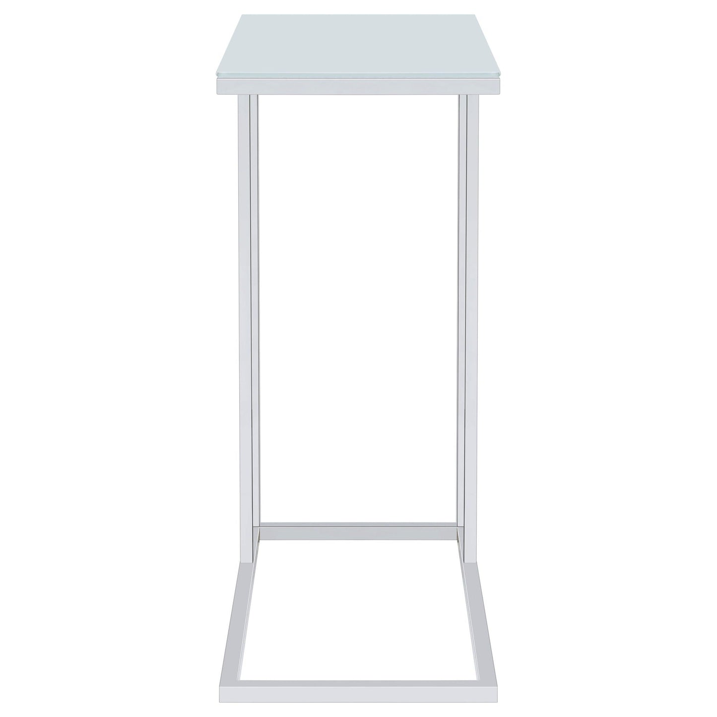 Stella White Glass Top C-Shaped Sofa Side Table Chrome