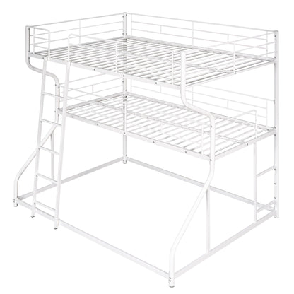 Industrial Triple Bunk Bed With Dual Ladders Frame, Space Saving Design