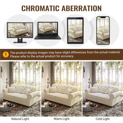 Upholstered Chesterfield Sofa With Nailhead Trim And Rolled Armrests
