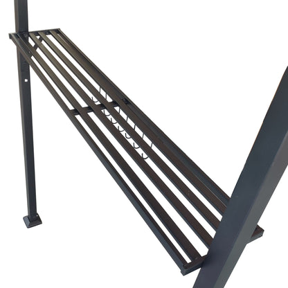 Outdoor Grill Gazebo With Double Tier Soft Top Canopy, Steel Frame, Bar Counters & Hook
