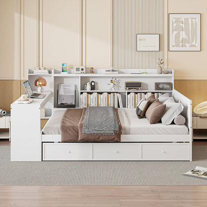 Daybed With 3 Drawers USB Ports And Desk