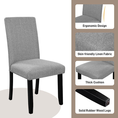 5 Piece Round Dining Table Set, Modern Table And 4 Upholstered Chairs For Dining Room