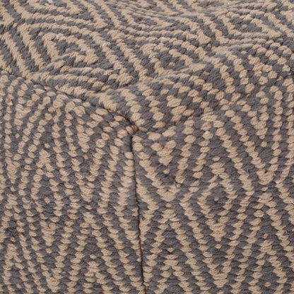 Amuleto - Hand Loomed Cotton Pouf - Dark Gray / Brown