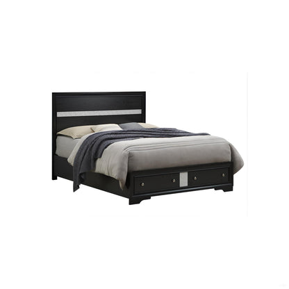 Madrid - Queen Bed With Storage Drawers And Nickel Handles - Black