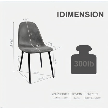 Modern Accent Dining Chairs Upholstered Seat, Metal Legs (Set of 4)