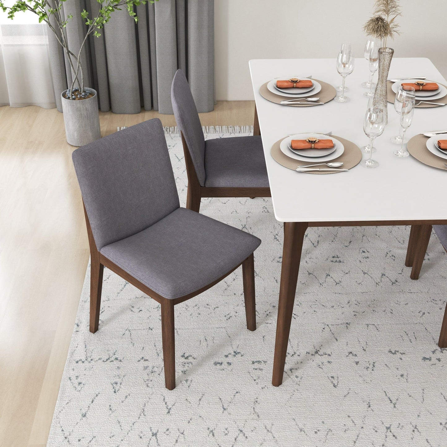 Laura - Mid-Century Modern Solid Wood Dining Chair (Set of 2)