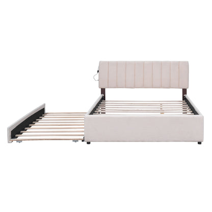 Upholstered Platform Bed With Trundle
