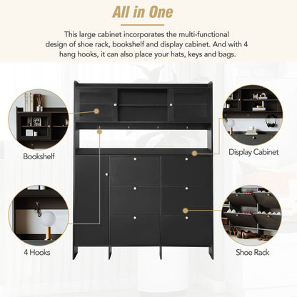 On Trend Multifunctional Tipping Bucket Shoe Cabinet With Storage Shelf & 6 Flip Drawers