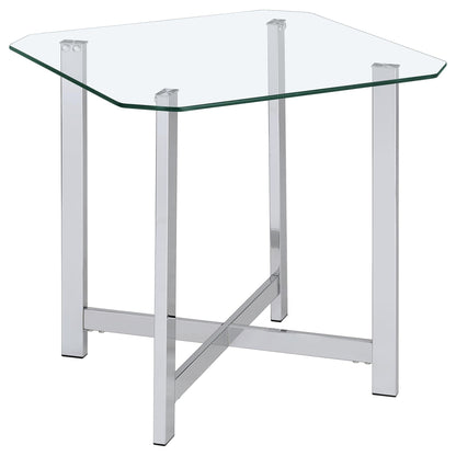 Cronin 2-piece Tempered Glass Top Coffee Table Set Chrome