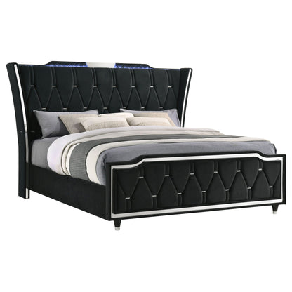 Lorient California King LED Upholstered Bed Black