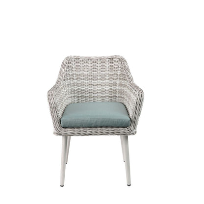 Tashay - 3 Piece Patio Bistro Set - Green Fabric & Beige Wicker