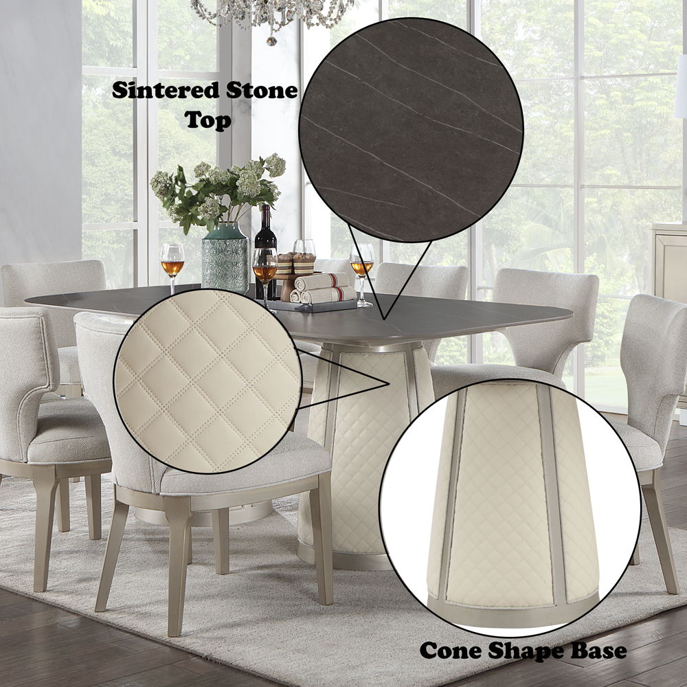 Kasa - Dining Table - Sintered Stone Top & Champagne