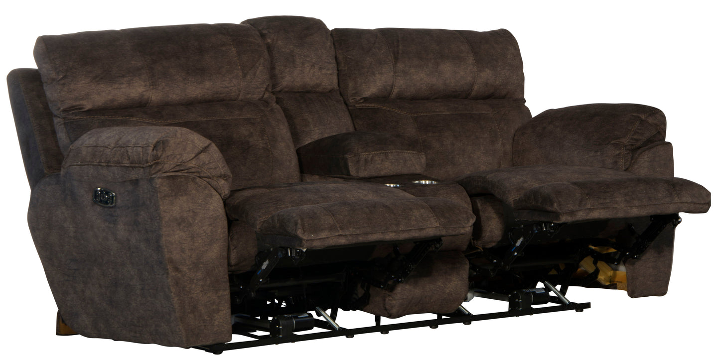 Sedona - Power Hdrst With Lumbar Lay Flat Reclining Console Loveseat With Storage & Cupholders