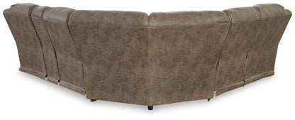 Ravenel - 3-Piece Power Reclining Sectional With Raf Power Reclining Loveseat With Console - Faux Leather - Fossil