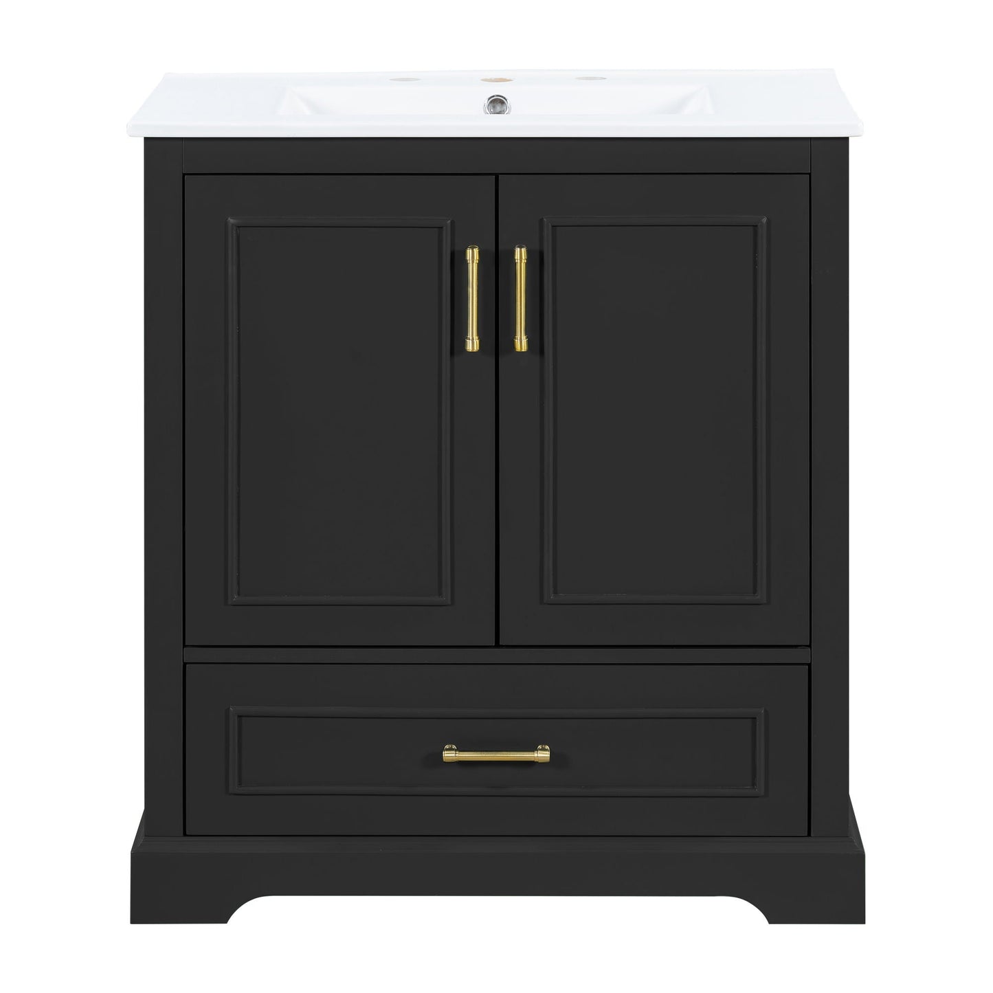 Bathroom Vanity With Sink, 1 Divided Drawer And 2 Soft Close Doors With Double Shelf