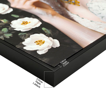 Beauty Posters Beauty Lady Wall Art And Floral Canvas Artwork For Living Room - Ivory / Gold