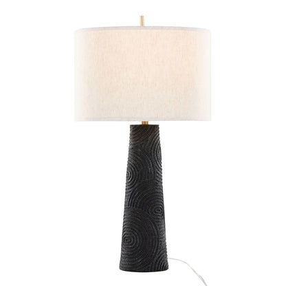 Kona - Contemporary Table Lamp (Set of 2) - Matte Black / Modern Brass / Natural
