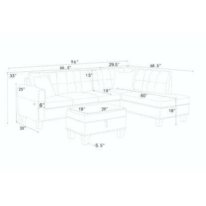 Camden - Power Sectional Sofa With Storage Ottoman And Built In Charging Ports - Gray