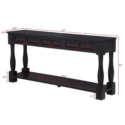 Long Console Table With Drawers And Shelf
