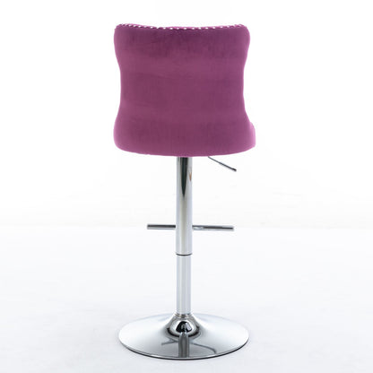 Swivel Barstools Adjusatble Seat Height From 25-33", Modern Upholstered Base Bar Stools With Backs Comfortable Tufted For Home Pub And Kitchen Island (Set of 2)
