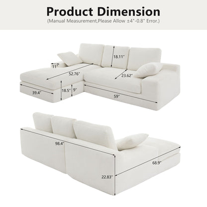 Compressed Sofa With 3 Back Cushions, 2 Throw Pillows