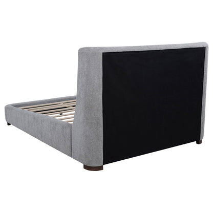 Rennes Upholstered Eastern King Wingback Platform Bed Grey