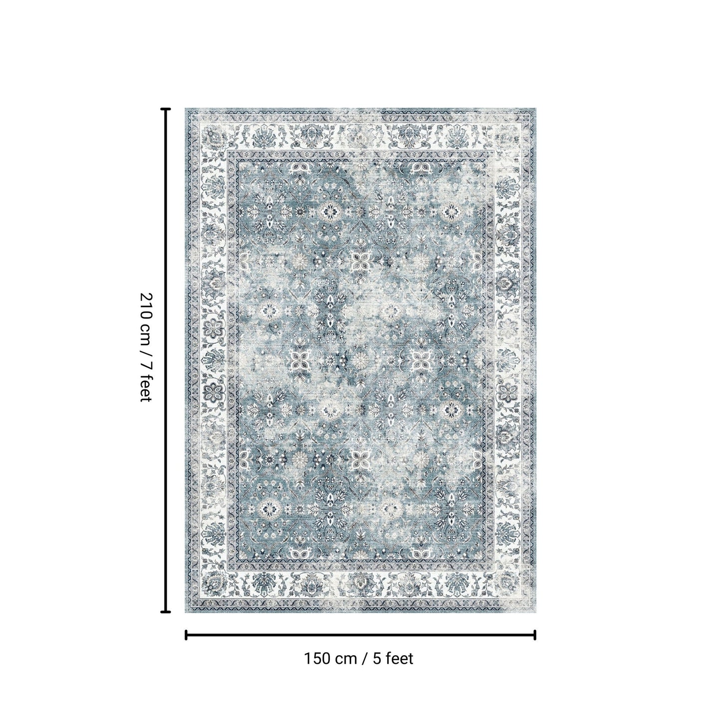 Toucan - 5' X 7' Washable Non - Slip Area Rug, Elegant Design - Silver