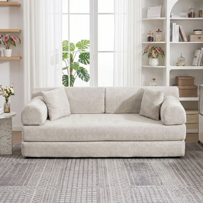 Modern 2 Tone Fabric Convertible Sleeper Sofa Bed