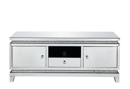 Lotus - TV Stand - Mirrored, Faux Ice Cube Crystals