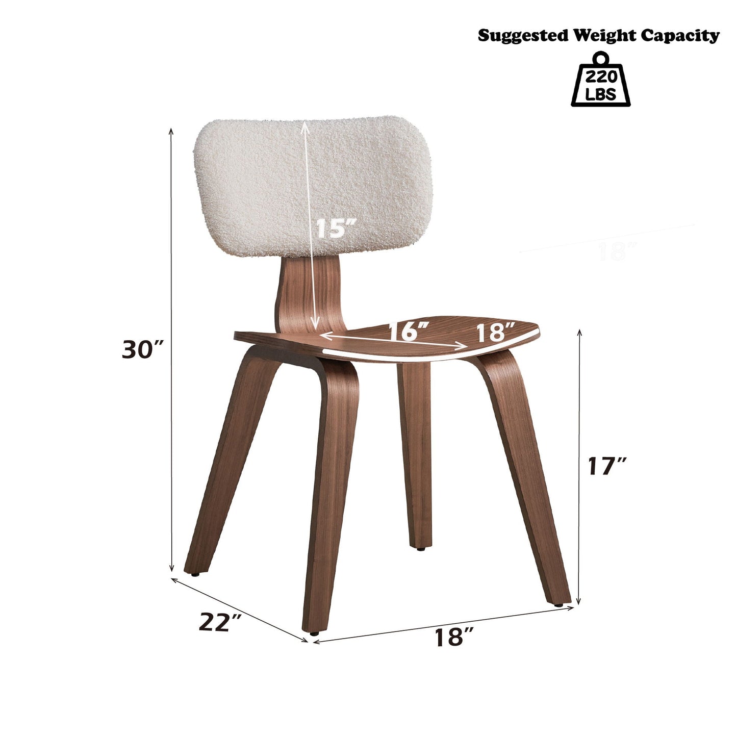 Casson - Boucle 7 Walnut Side Chair (Set of 2) - White / Walnut